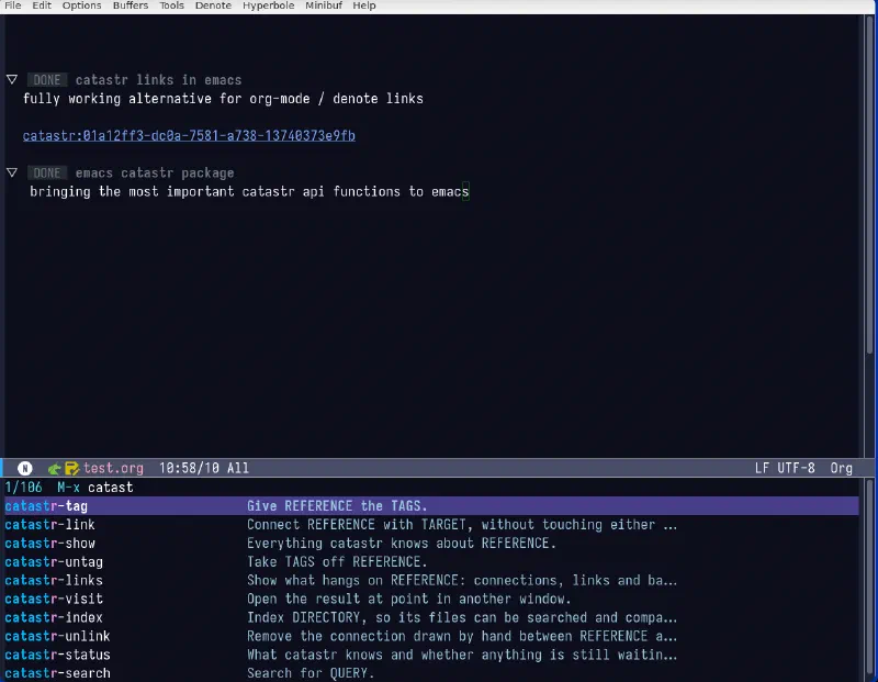 catastr commands in Emacs